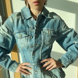 Simkhai Classic Denim Corset Jacket In Blue